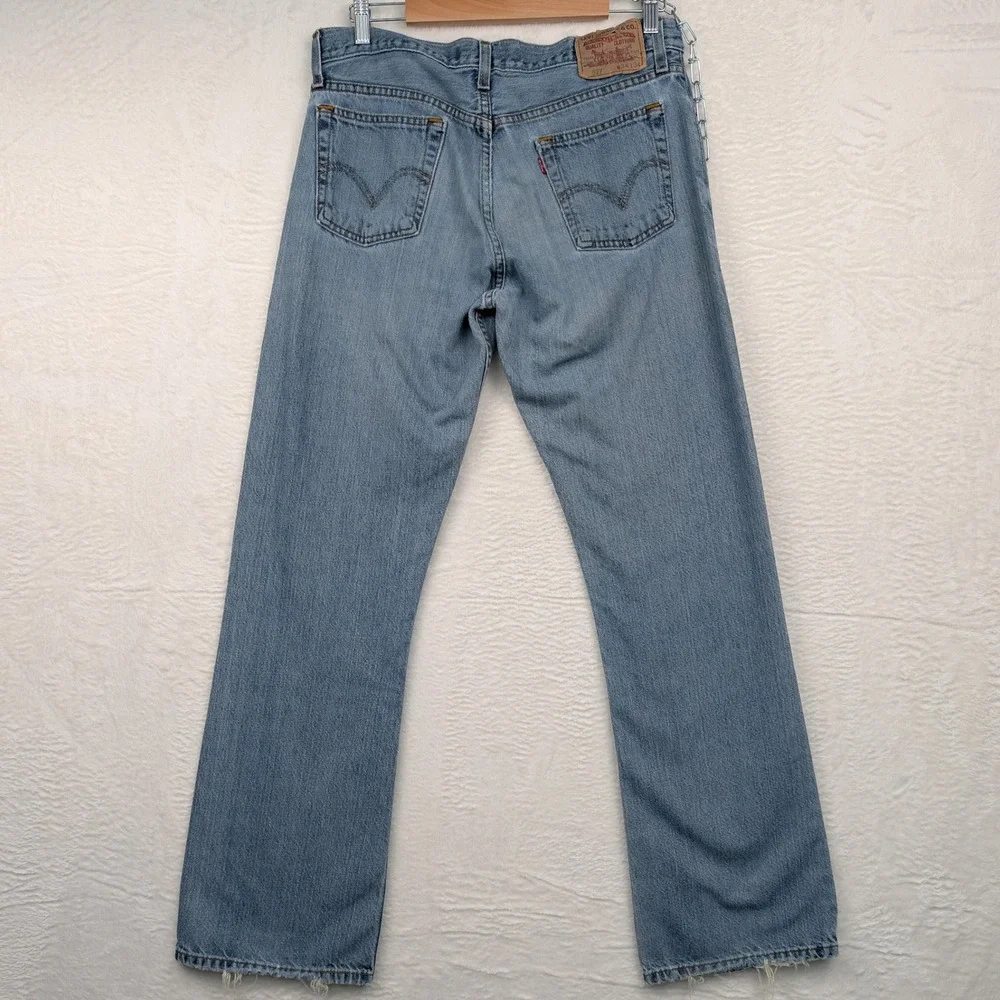 VTG Levi's Jeans Men's 34x34 Blue Faded 527 Low Boot Cut Slim Distressed Y2K